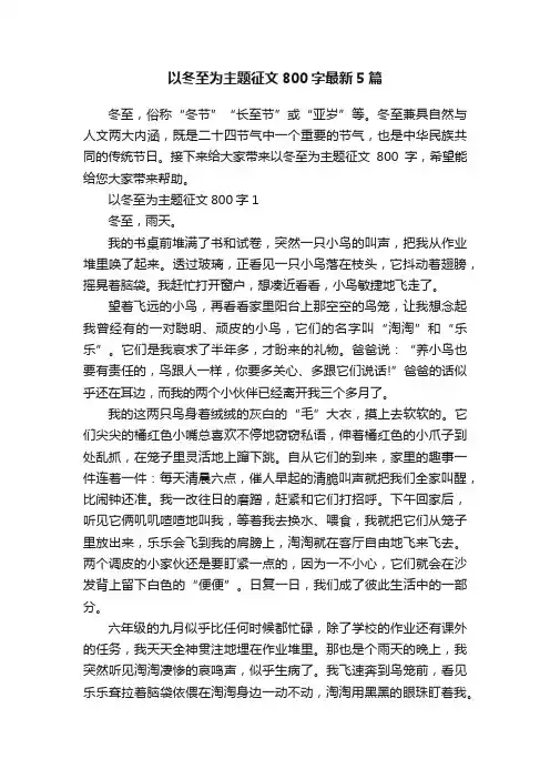 以冬至为主题征文800字最新5篇
