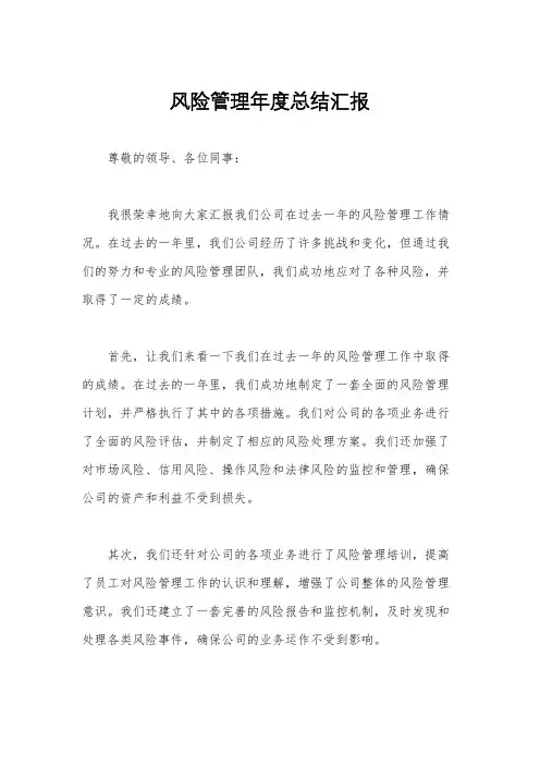 风险管理年度总结汇报