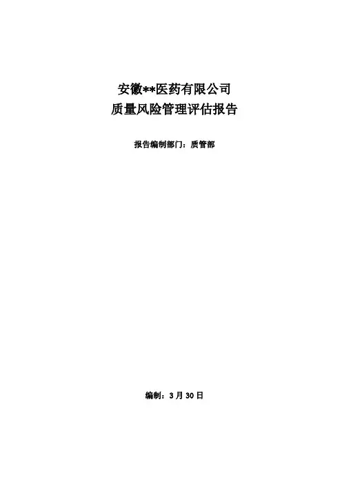 质量风险管理评估报告