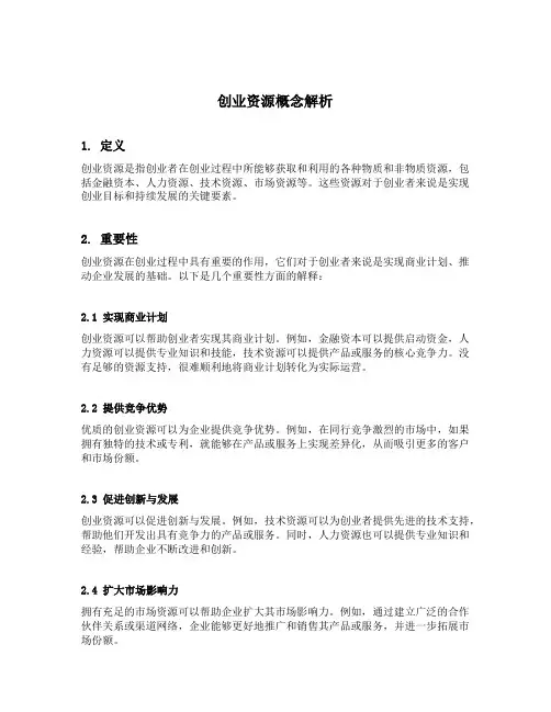 创业资源概念