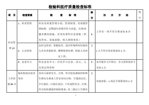 检验科考核表