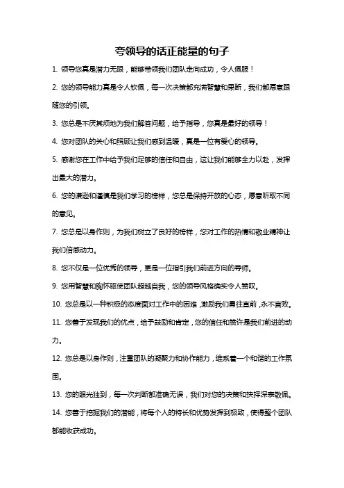 夸领导的话正能量的句子