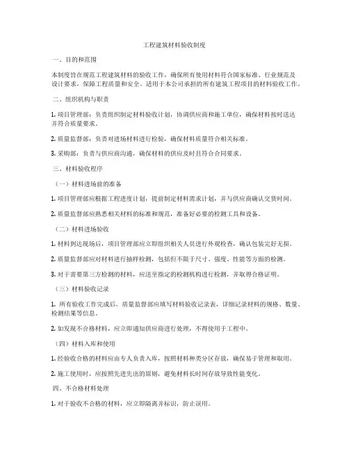工程建筑材料验收制度