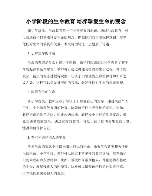 小学阶段的生命教育 培养珍爱生命的观念