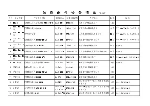 防爆电气设备清单