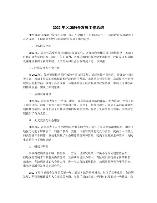 2022年区域融合发展工作总结