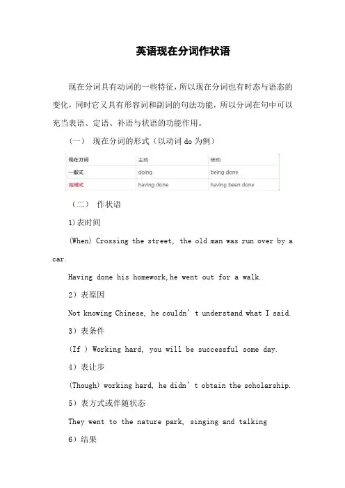 现在分词作状语英语
