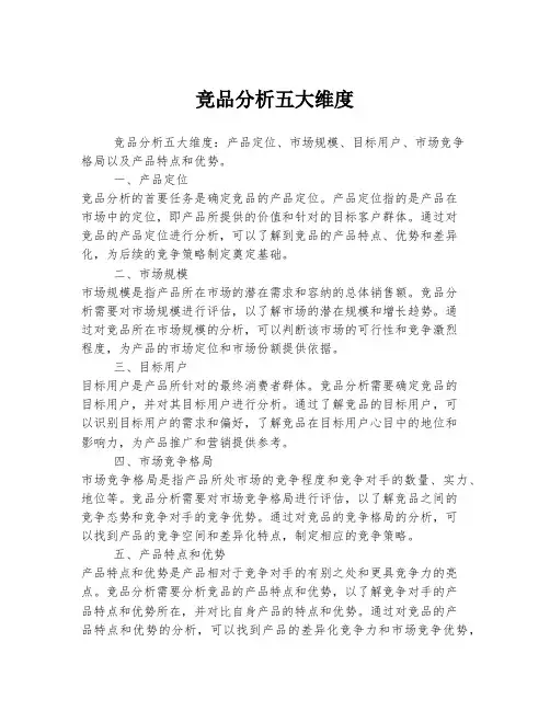 竞品分析五大维度