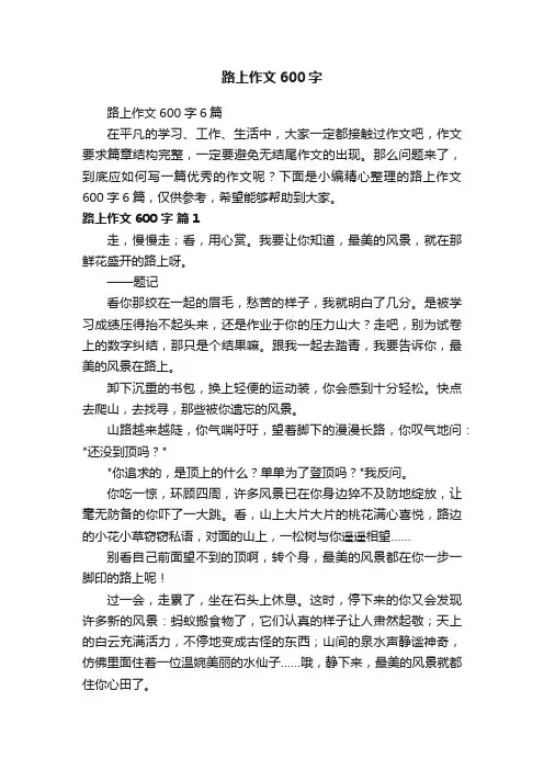 路上作文600字6篇