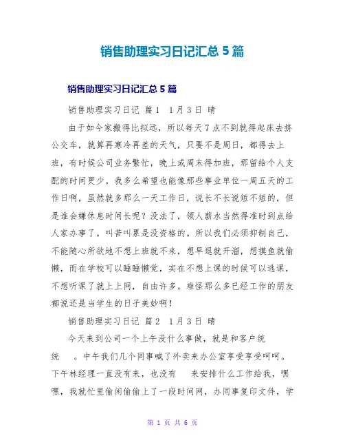 销售助理实习日记汇总5篇