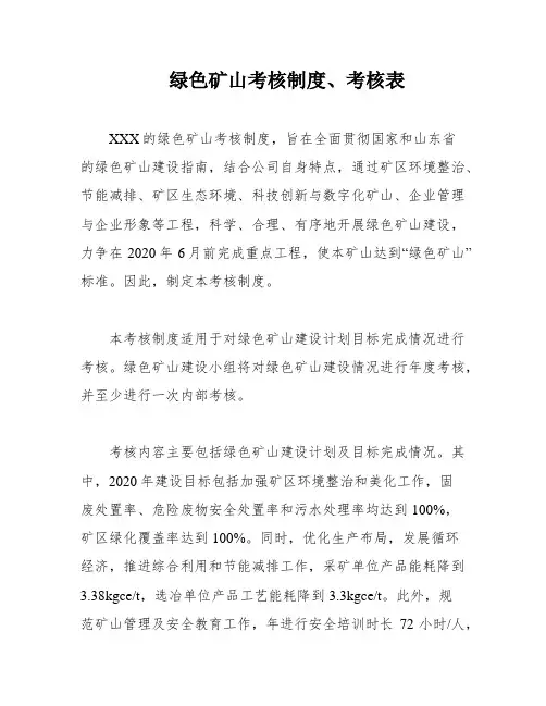 绿色矿山考核制度、考核表