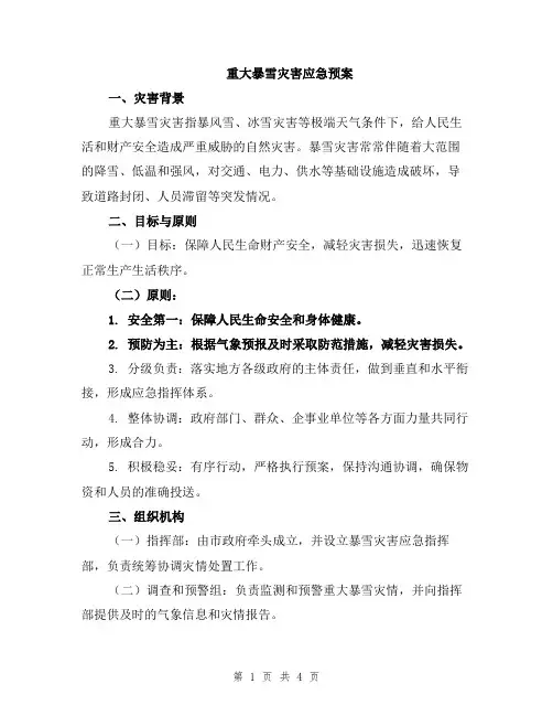重大暴雪灾害应急预案