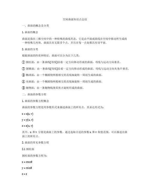 空间曲面知识点总结