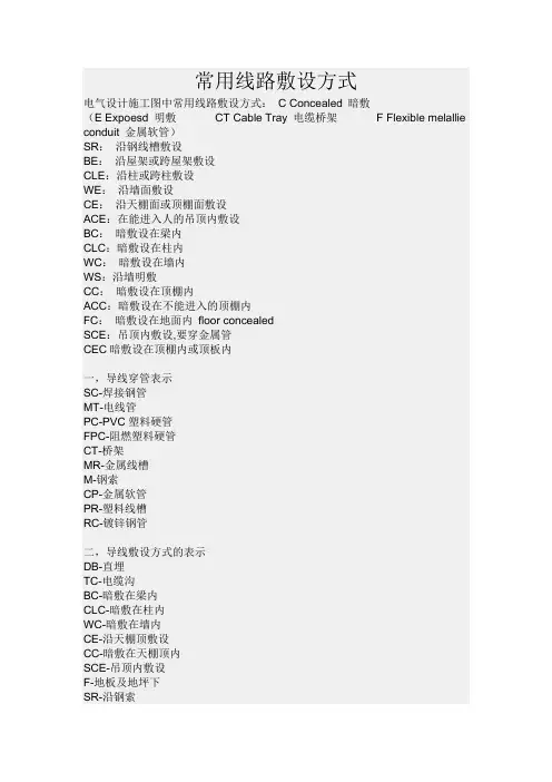 常用线路敷设方式