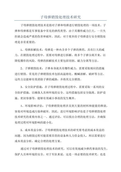 子母弹销毁处理技术研究
