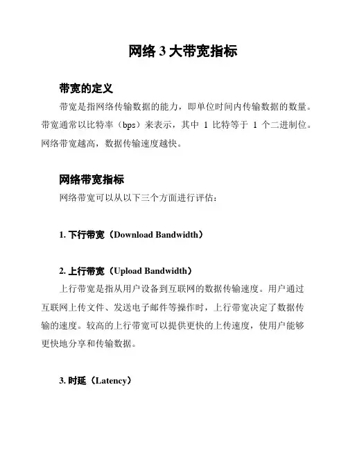 网络3大带宽指标