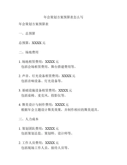 年会策划方案预算表怎么写