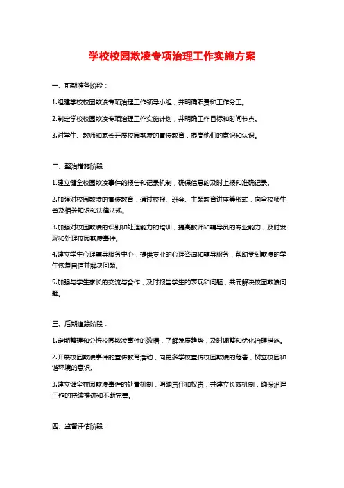 学校校园欺凌专项治理工作实施方案