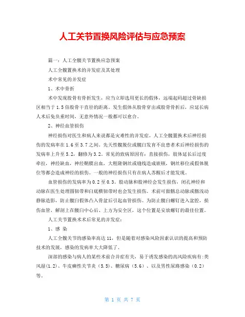 人工关节置换风险评估与应急预案