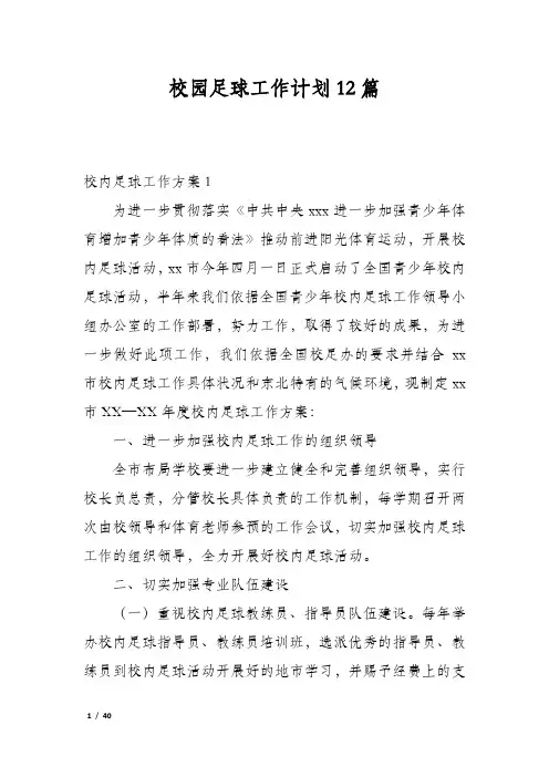校园足球工作计划12篇