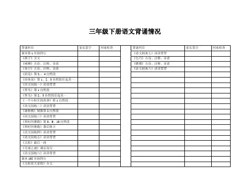 三年级下册背诵科目