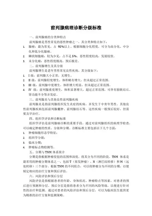 前列腺病理诊断分级标准