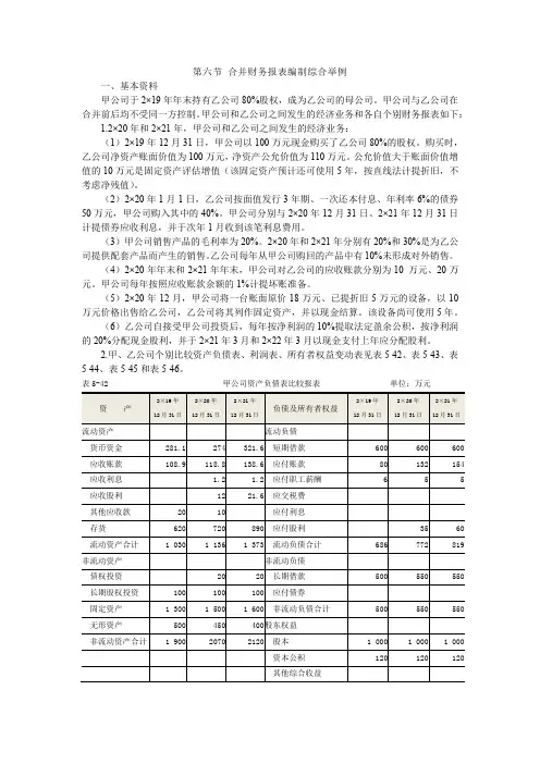 合并财务报表编制综合举例