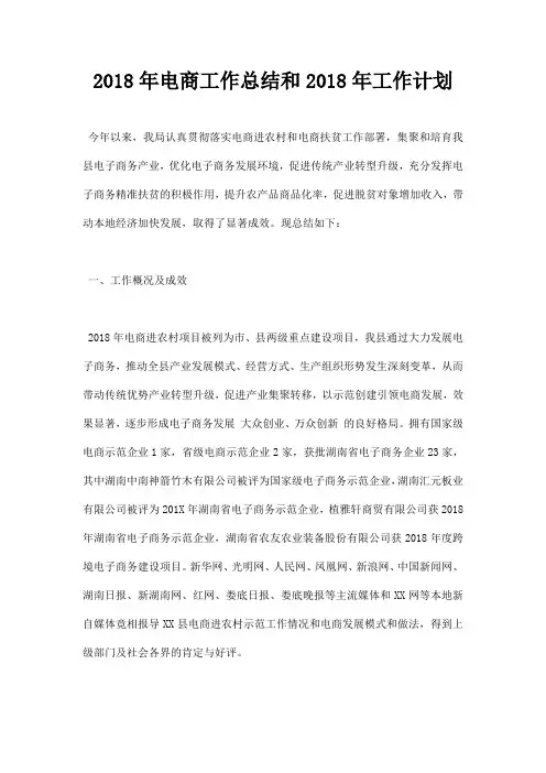 2018年电商工作总结和2018年工作计划