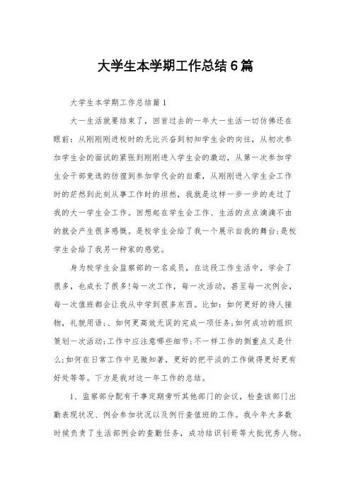 大学生本学期工作总结6篇