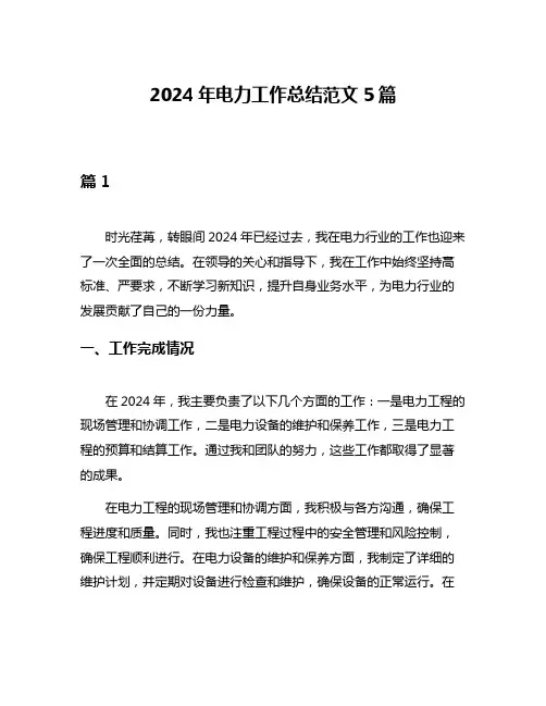 2024年电力工作总结范文5篇