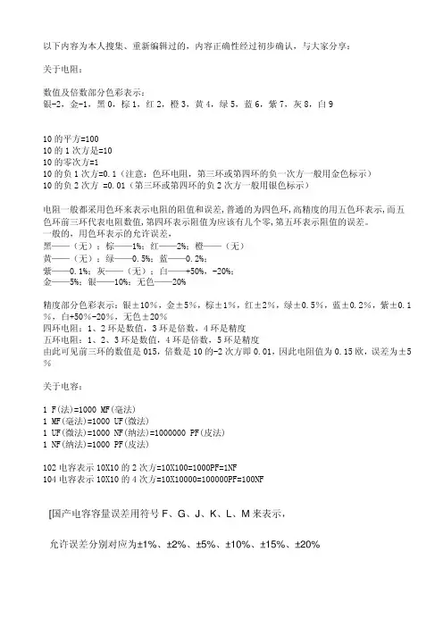 电阻、电容的标识和识别