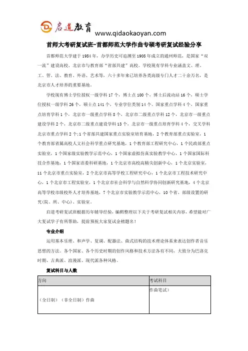 首师大考研复试班-首都师范大学作曲专硕考研复试经验分享