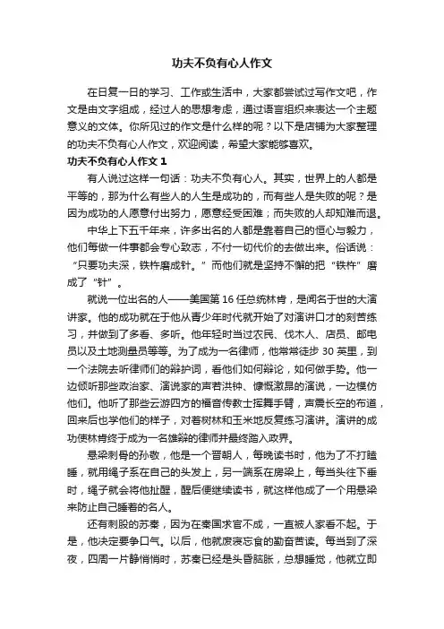 功夫不负有心人作文