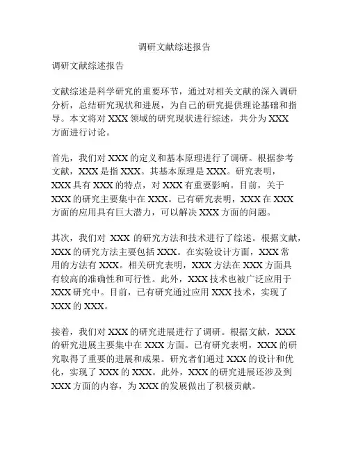 调研文献综述报告