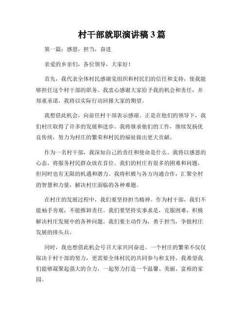 村干部就职演讲稿3篇