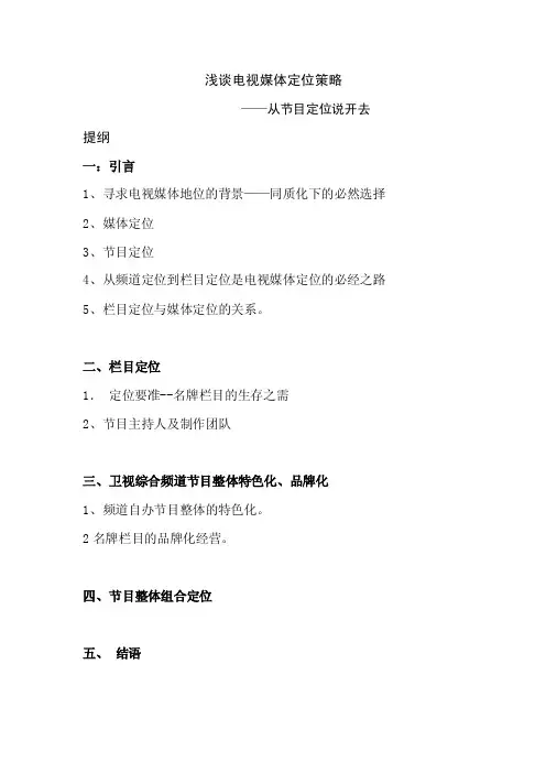 电视媒体定位
