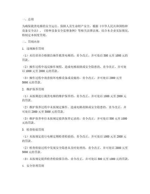 载货电梯安全管理制度罚则