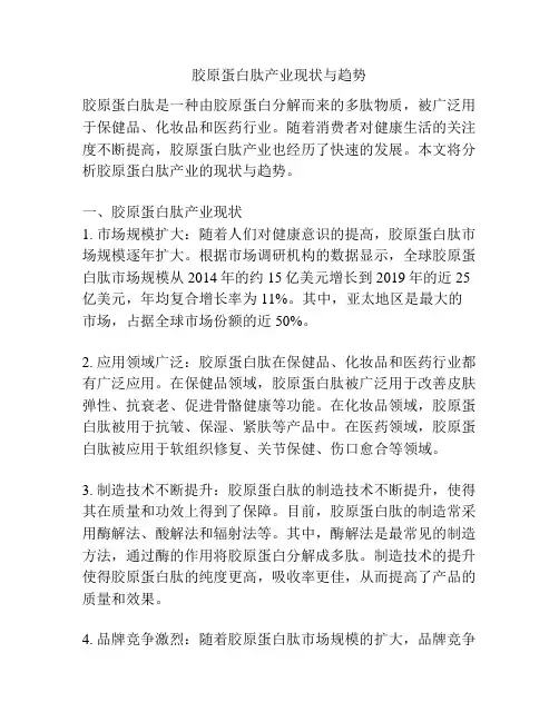 胶原蛋白肽产业现状与趋势