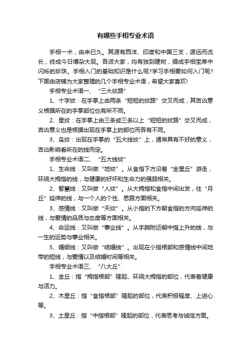 有哪些手相专业术语