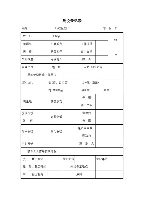 兵役登记表【模板】