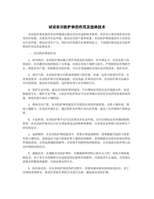 试论农田防护林的作用及造林技术