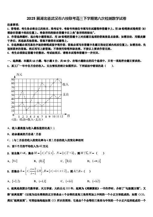 2025届湖北省武汉市六校联考高三下学期第六次检测数学试卷含解析
