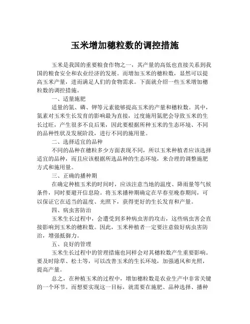 玉米增加穗粒数的调控措施
