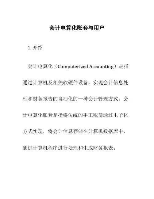 会计电算化账套与用户