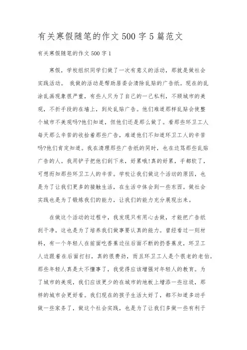 有关寒假随笔的作文500字5篇范文