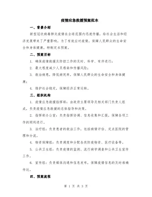 疫情应急救援预案范本