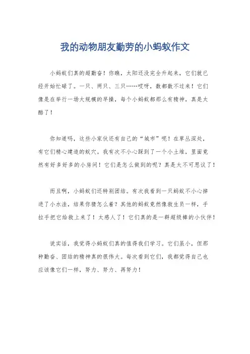 我的动物朋友勤劳的小蚂蚁作文