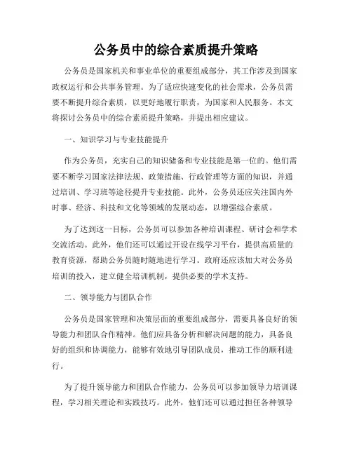 公务员中的综合素质提升策略