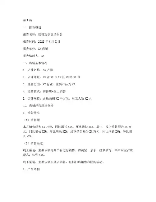 店铺现状总结报告范文(3篇)