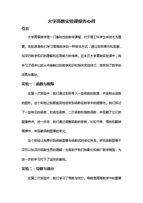 大学高数实验课报告心得